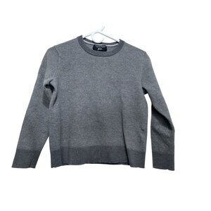 Merino Wool Baruffa Sweater Womens Medium Gray Crew Neck Italy Preppy Minimalist